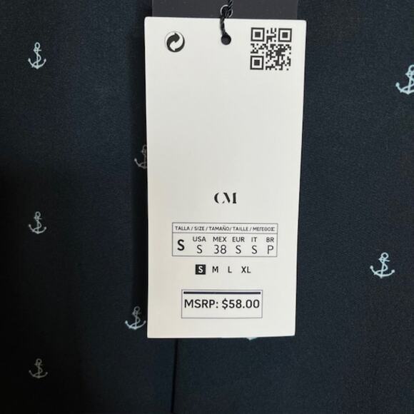 Cactus Man New Navy Anchor Shirt Short Sleeve Wrinkle Free Size Small - Picture 5 of 8